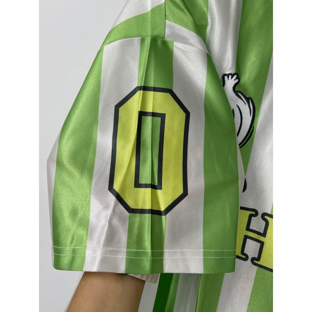 Shrek Soccer Jersey Shirt Mens Large Green White Striped VNeck DreamWorks NEW - Picture 12 of 16